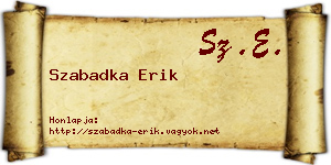 Szabadka Erik névjegykártya